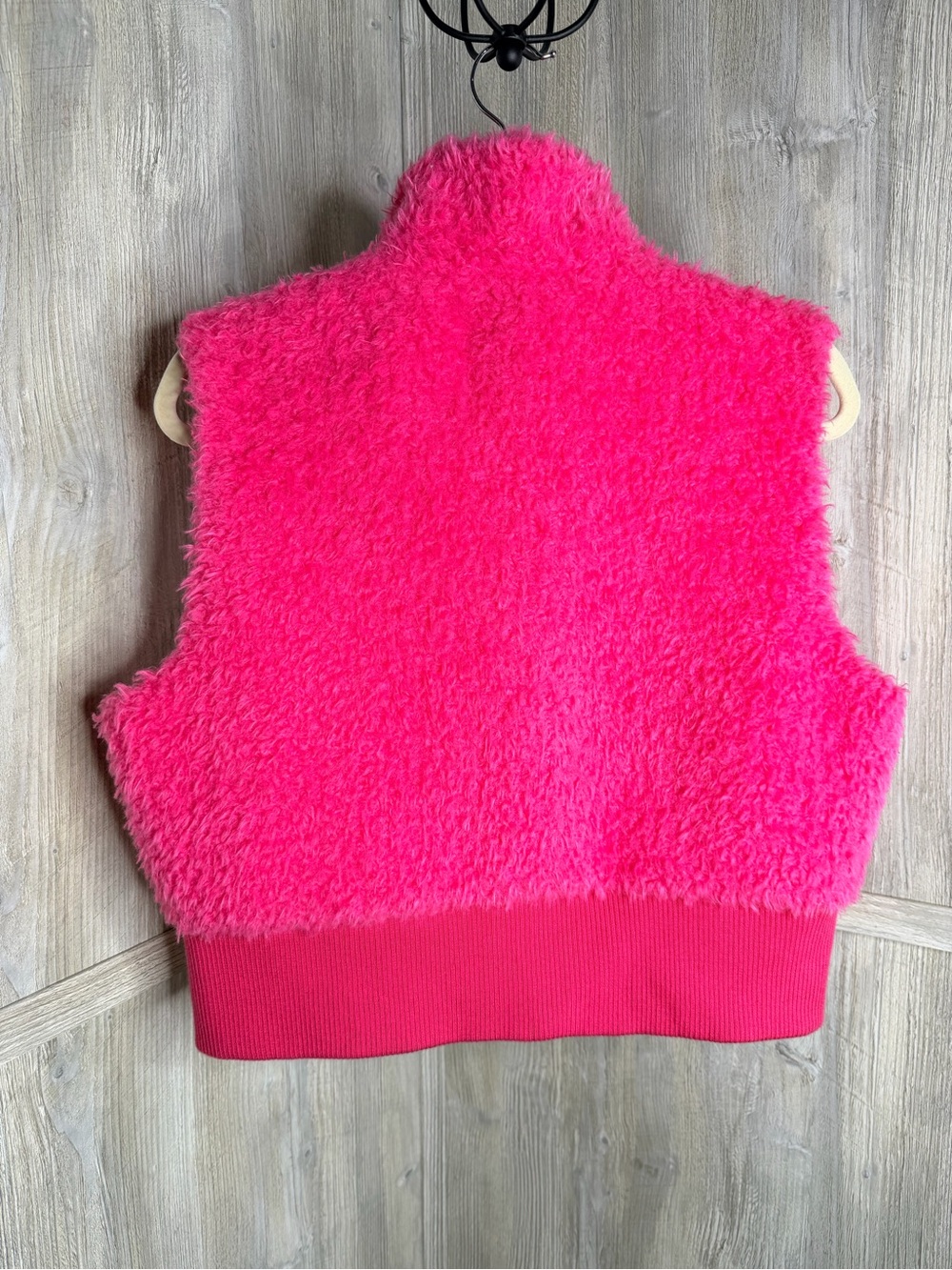 Wallflower Cropped Hot Pink Faux Fur Vest - Picture 2 of 4